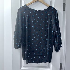 Papermoon Bird Print Tie Sleeve Blouse Size Medium from Stitch Fix